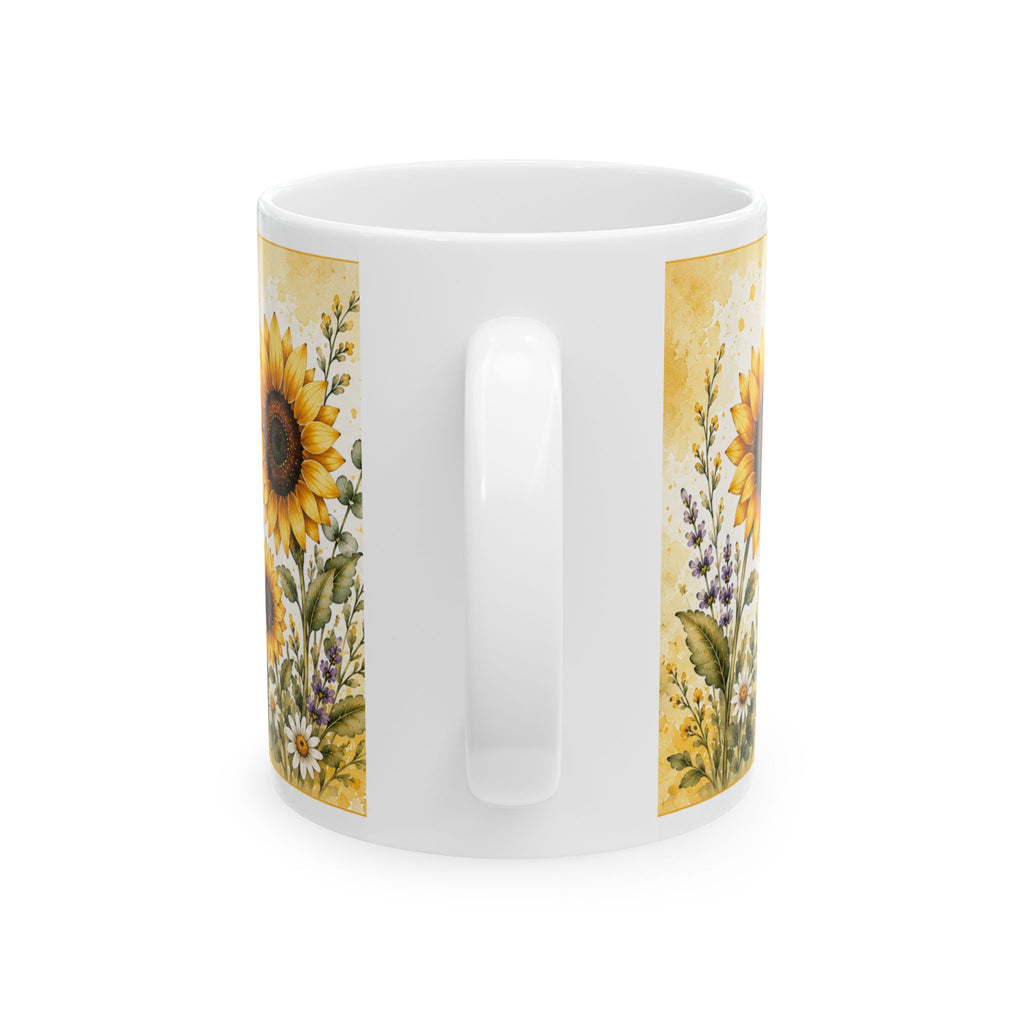 Sunflower Healing Mug — "Healing takes time. Be gentle with yourself." Inspirational Ceramic Coffee Cup (11oz/15oz)