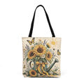 Sunflower Watering Can Woven Tote — Floral Sunflower Tote Bag
