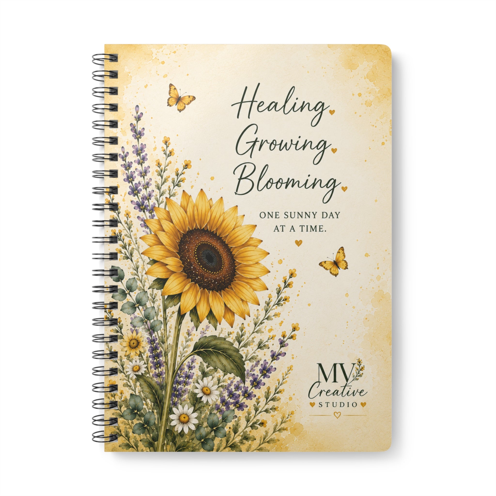 Healing, Growing, Blooming Sunflower Notebook — A5 Wirobound Journal