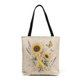Sunflower Awareness Woven Tote — Yellow Ribbon Floral Tote Bag