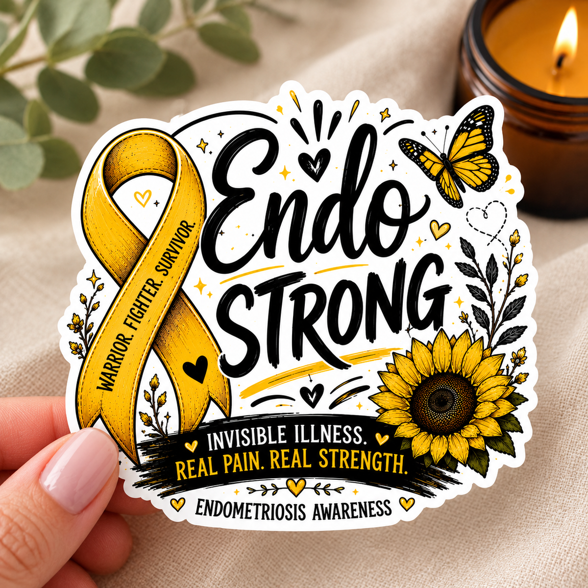 Endo Strong Invisible | Endometriosis Sticker (11)