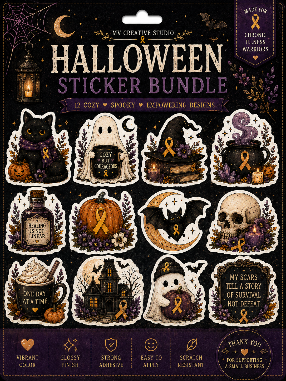 Cozy Witchy Halloween Sticker Set (12 stickers)