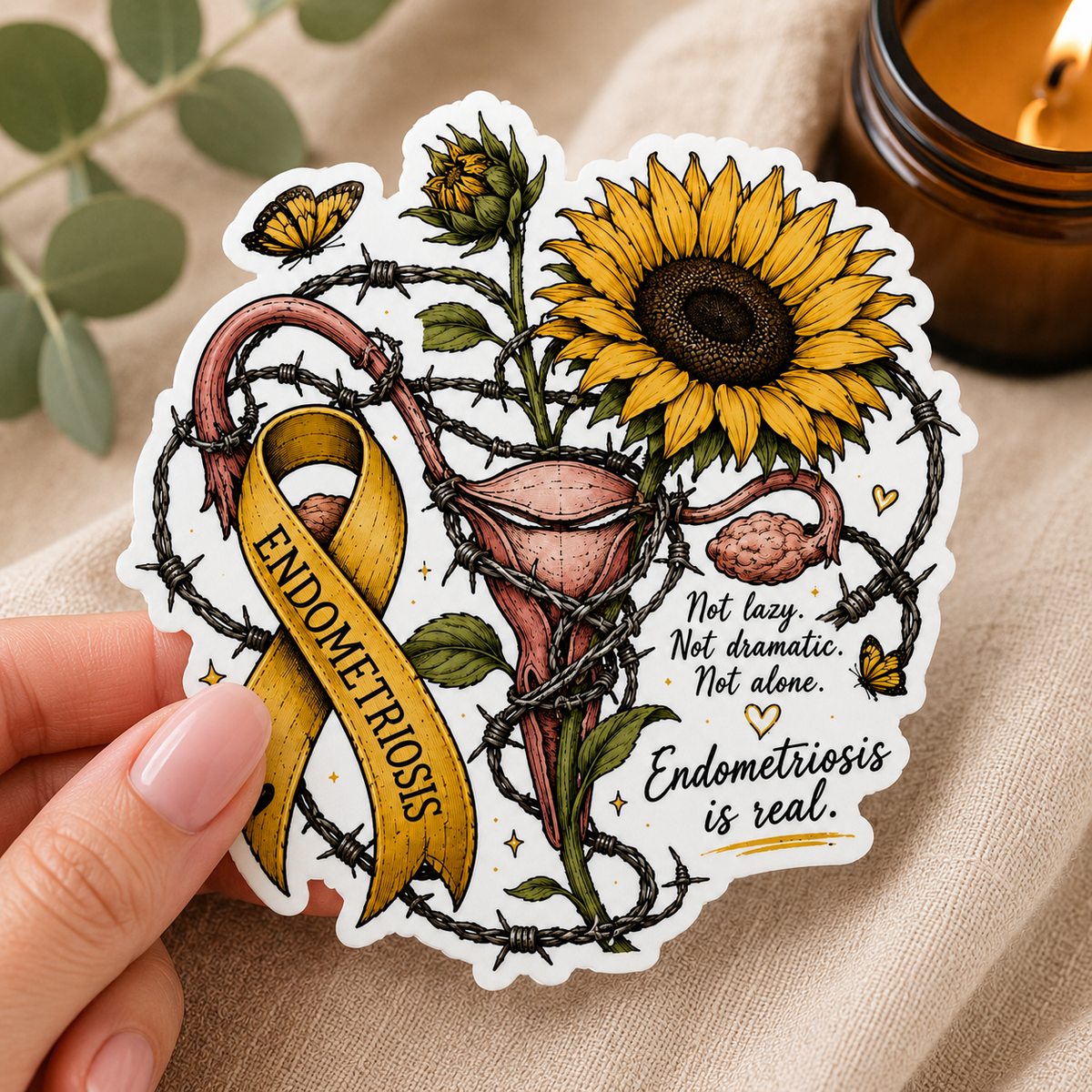 Anatomical Uterus Barbed Wire | Endometriosis Sticker (6)