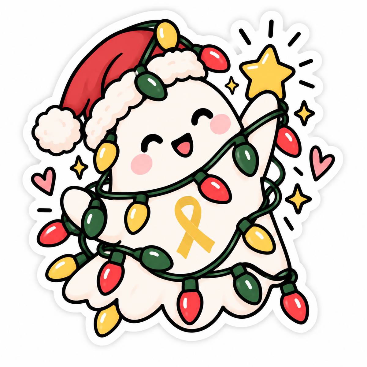 Boo to Endo Christmas Sticker Pack | 5 Endometriosis Awareness Stickers | Chronic Illness Gift | Cute Holiday Ghost Stickers 👻🎄💛