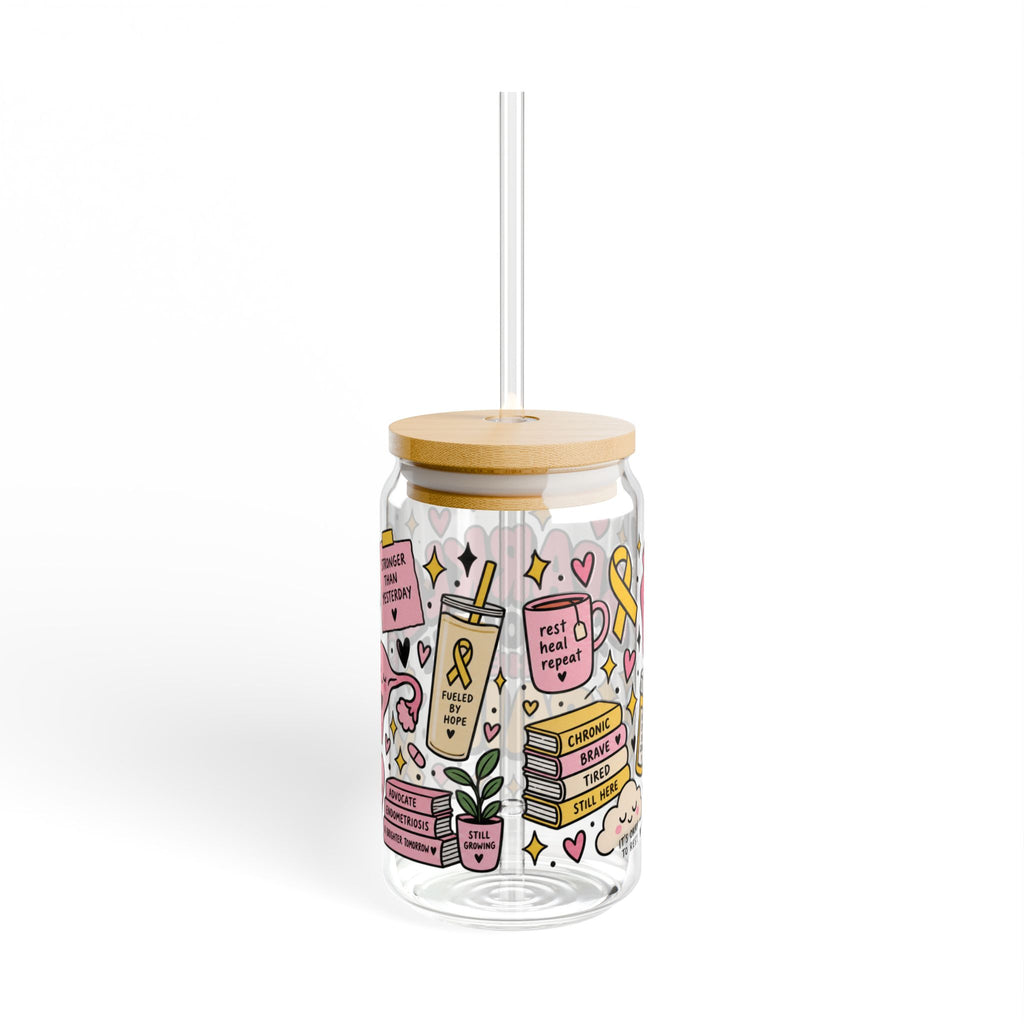 Sipper Glass, 16oz | Botanical Chronic Illness Gift