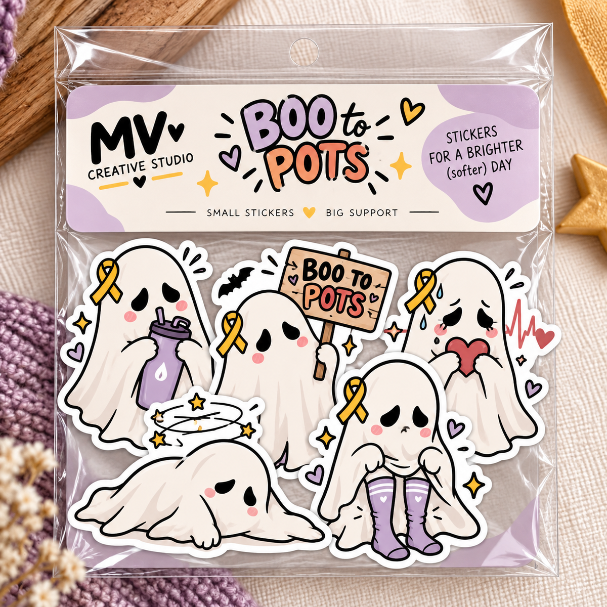 BOO to POTS Sticker Pack | Halloween Dysautonomia Awareness Gift