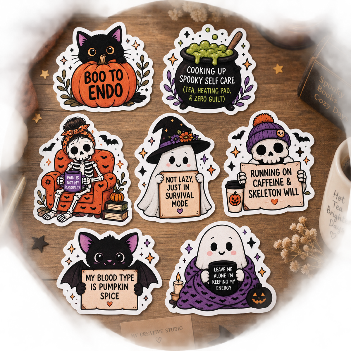 Spooky Support Halloween Sticker Bundle | Chronic Illness Awareness Gift