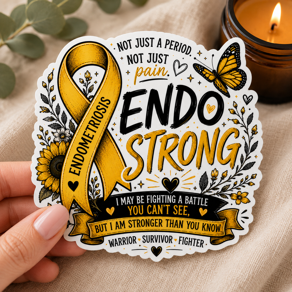 Endo Strong Battle | Endometriosis Sticker (12)