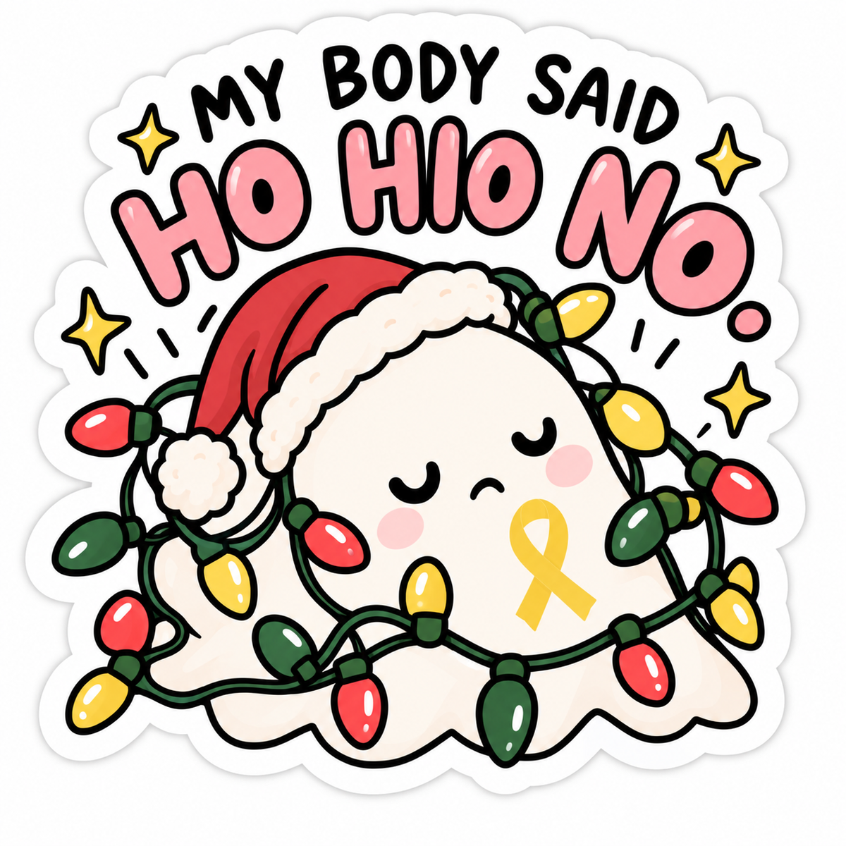 Boo to Endo Christmas Sticker Pack | 5 Endometriosis Awareness Stickers | Chronic Illness Gift | Cute Holiday Ghost Stickers 👻🎄💛