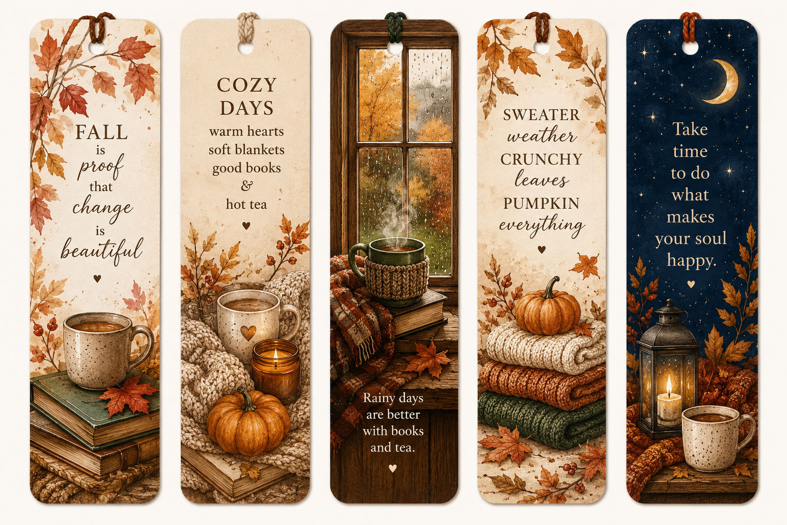 Cozy Autumn Bookmark Bundle