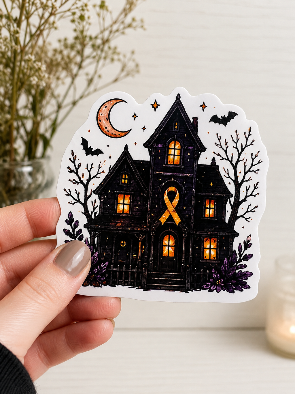 Haunted house sticker