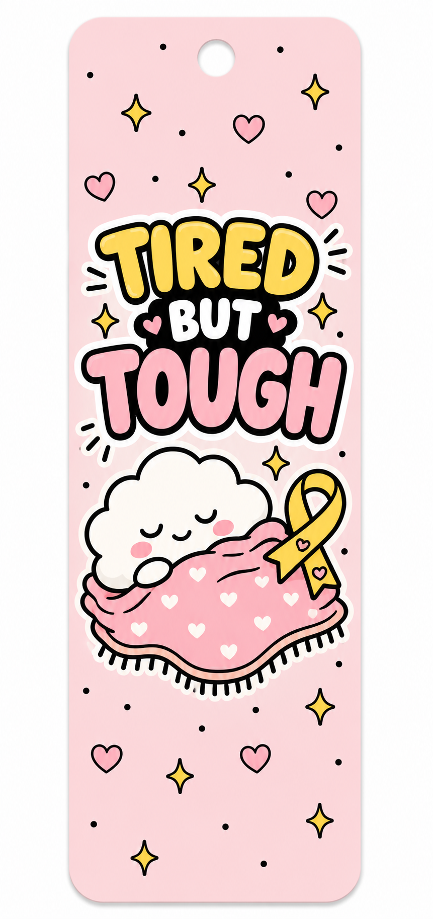 Tired But Tough Bookmark with Pink Tassel | Endometriosis Awareness Bookmark | Chronic Illness Gift | Endo Warrior Gift