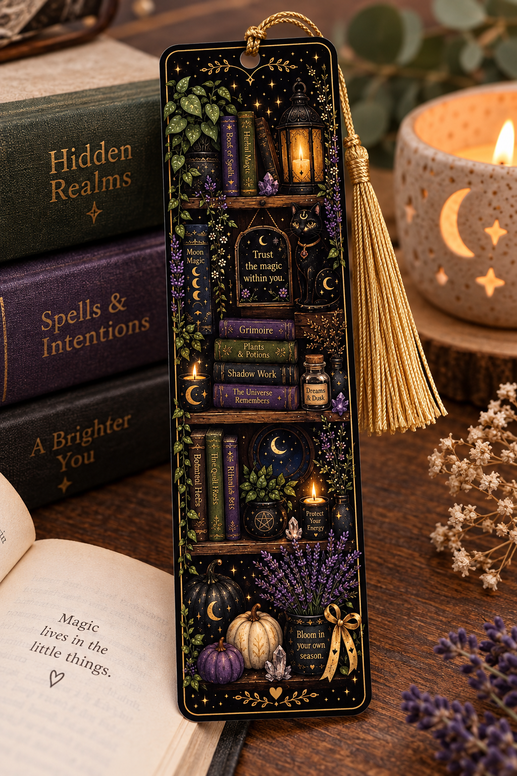 Witch’s Bookshelf Bookmark | Gothic Book Lover Gift