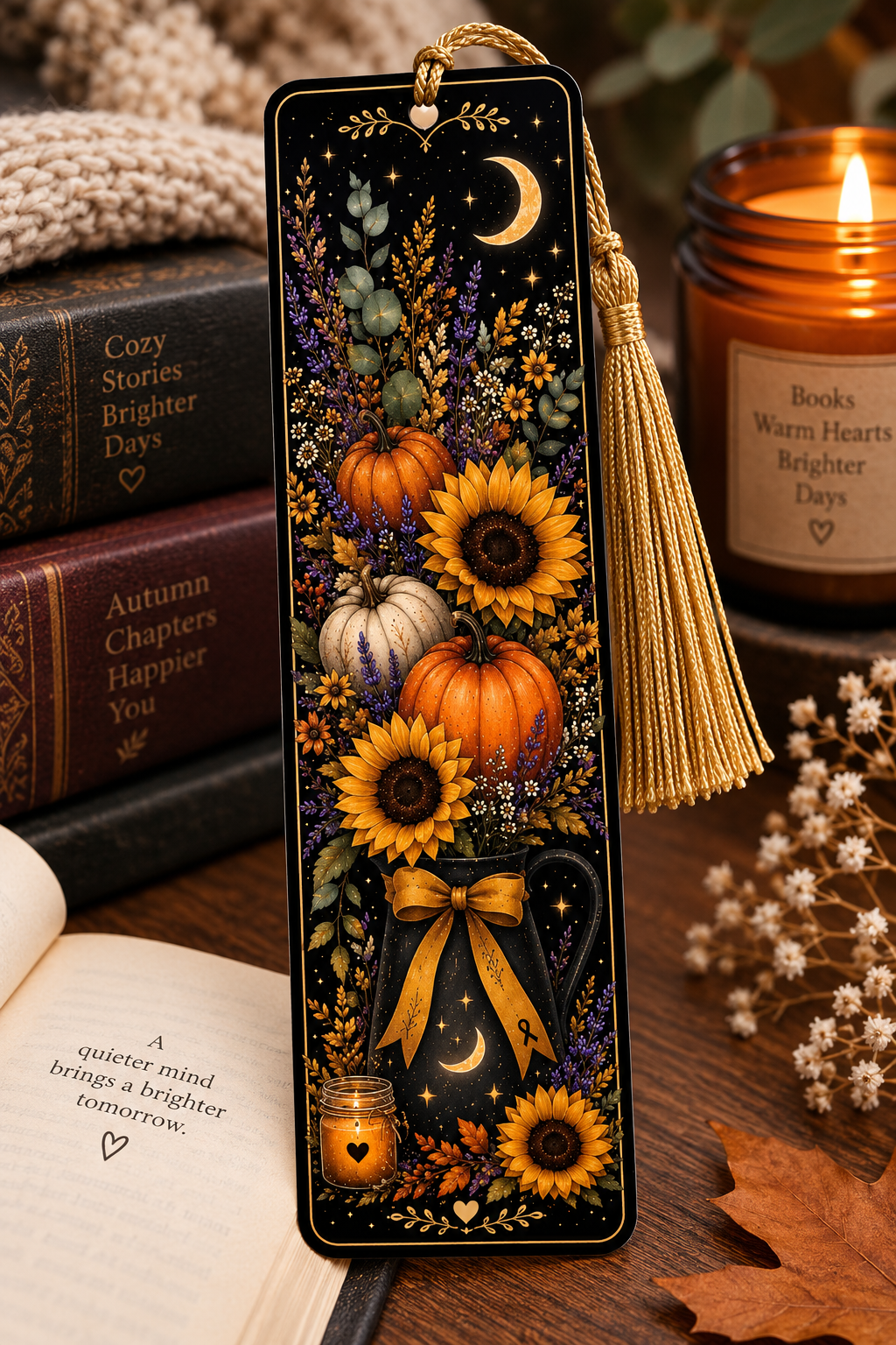 Pumpkin & Sunflower Bookmark  | Fall Book Lover Gift
