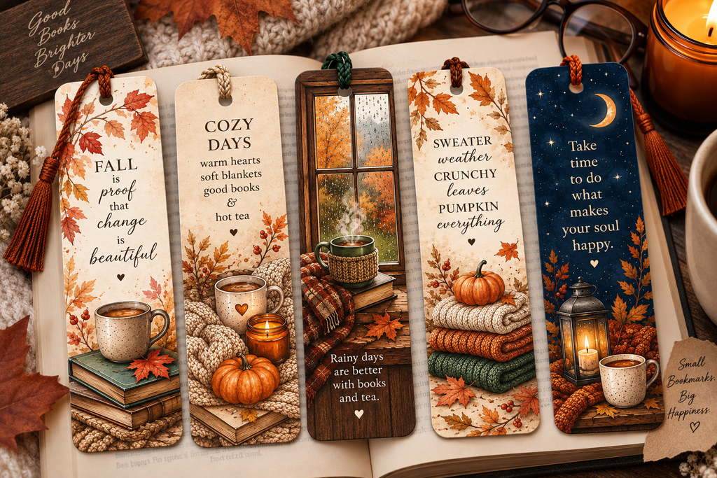 Cozy Autumn Bookmark | Fall Book Lover Gift
