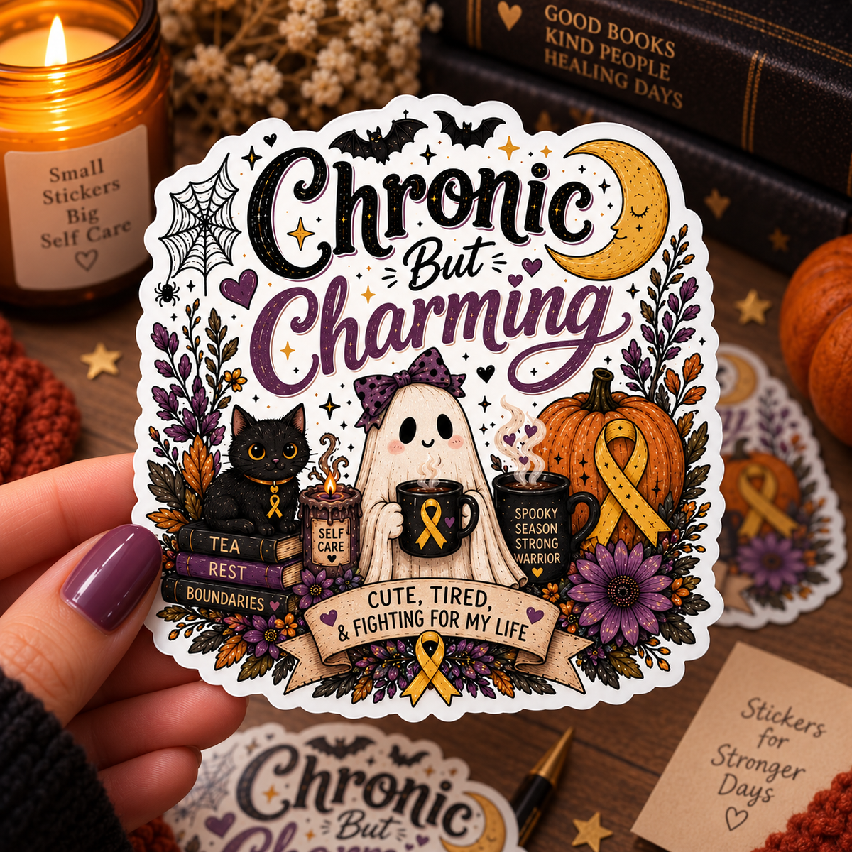 Chronic But Charming Sticker | Halloween Chronic Illness