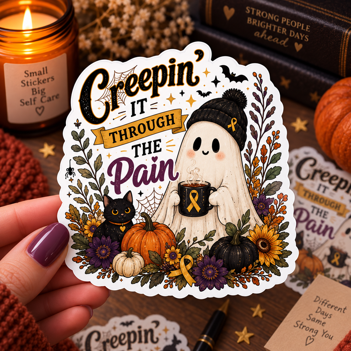 Creeping Through the Pain Sticker | Halloween Chronic Illness Awareness