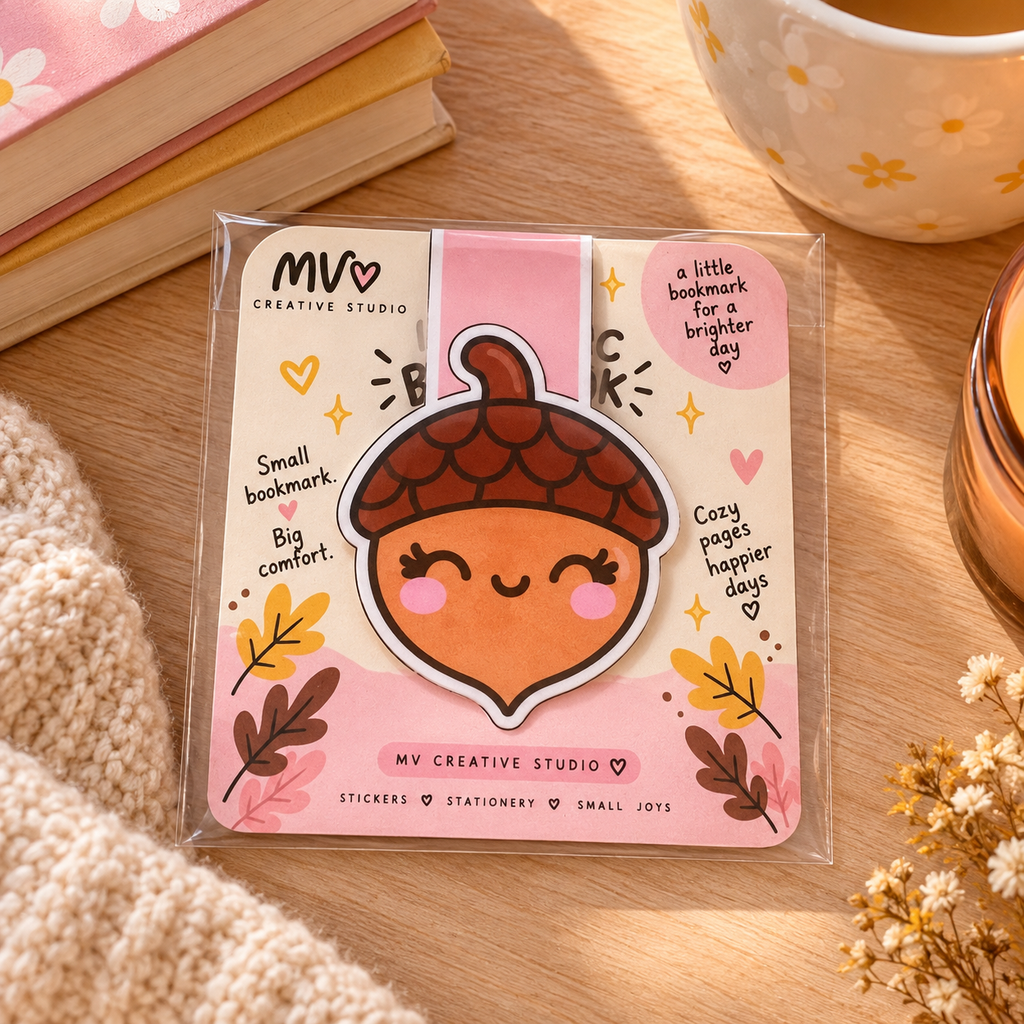 Cute Acorn Magnetic Bookmark | Cozy Fall Book Accessory | A-CORN-ICALLY ME