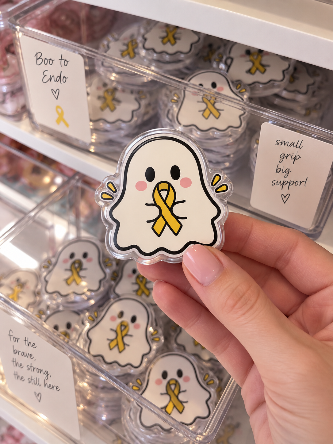 PREORDER | Boo to Endo Kindle & Phone Grip 👻💛 | Halloween Endometriosis Awareness E-Reader Grip