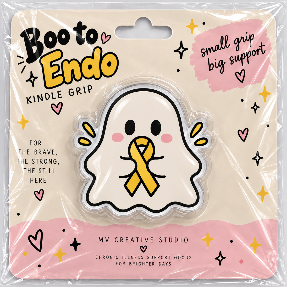 PREORDER | Boo to Endo Kindle & Phone Grip 👻💛 | Halloween Endometriosis Awareness E-Reader Grip