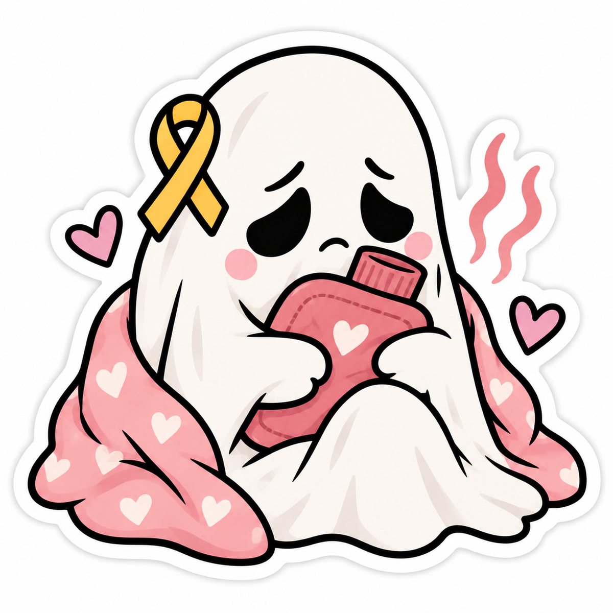 BOO to ADENO Sticker Pack | Adenomyosis Awareness Ghost Stickers | Chronic Illness Sticker Set | Spooky Spoonie Gift