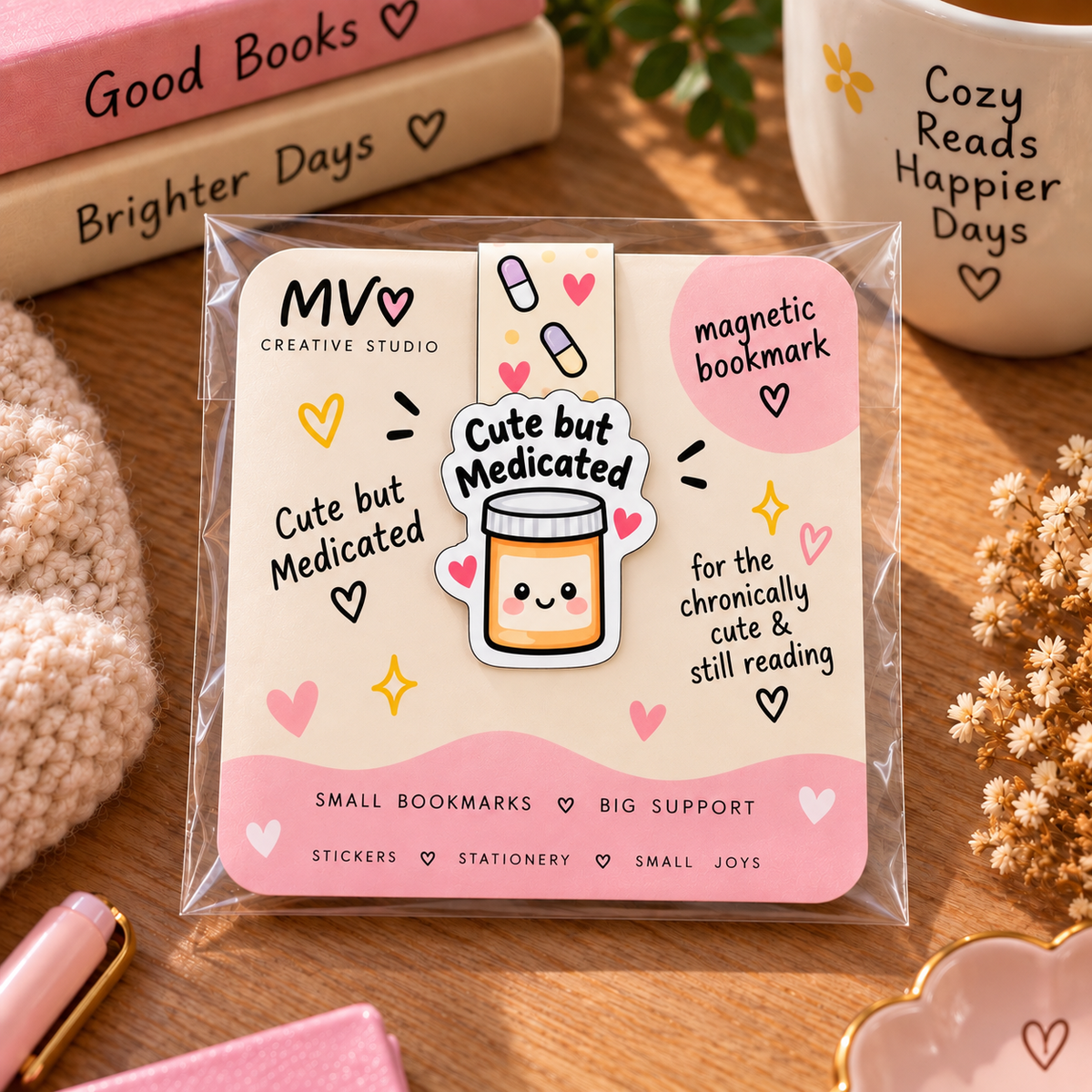 Cute but Medicated Foldable Magnetic Bookmark