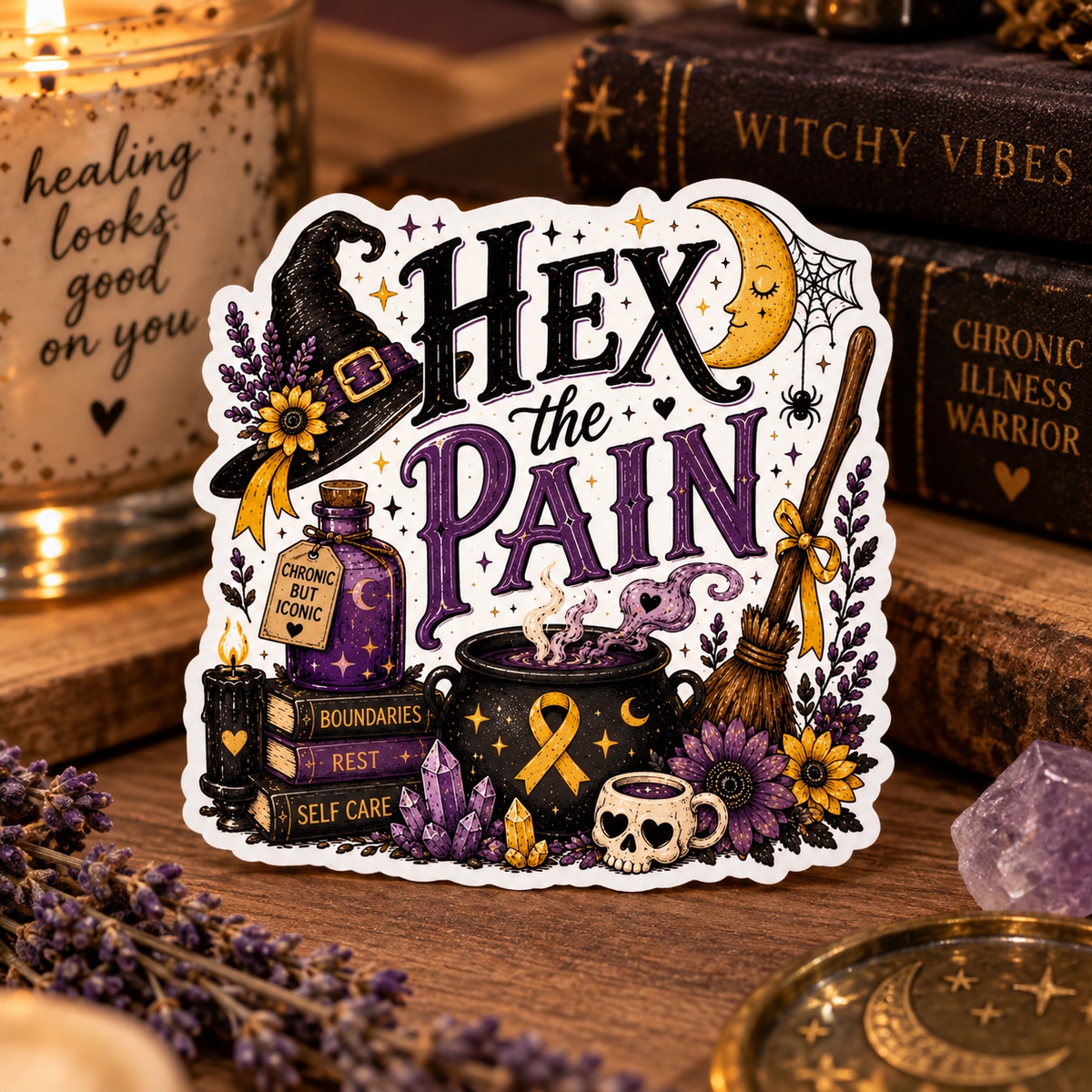 Hex The Pain Sticker | Halloween Chronic Illness