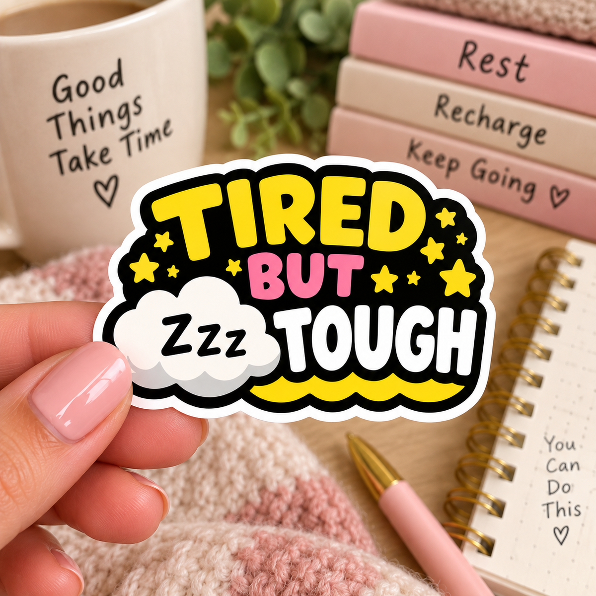 Tired But Tough Sticker | Chronic Illness Warrior Gift