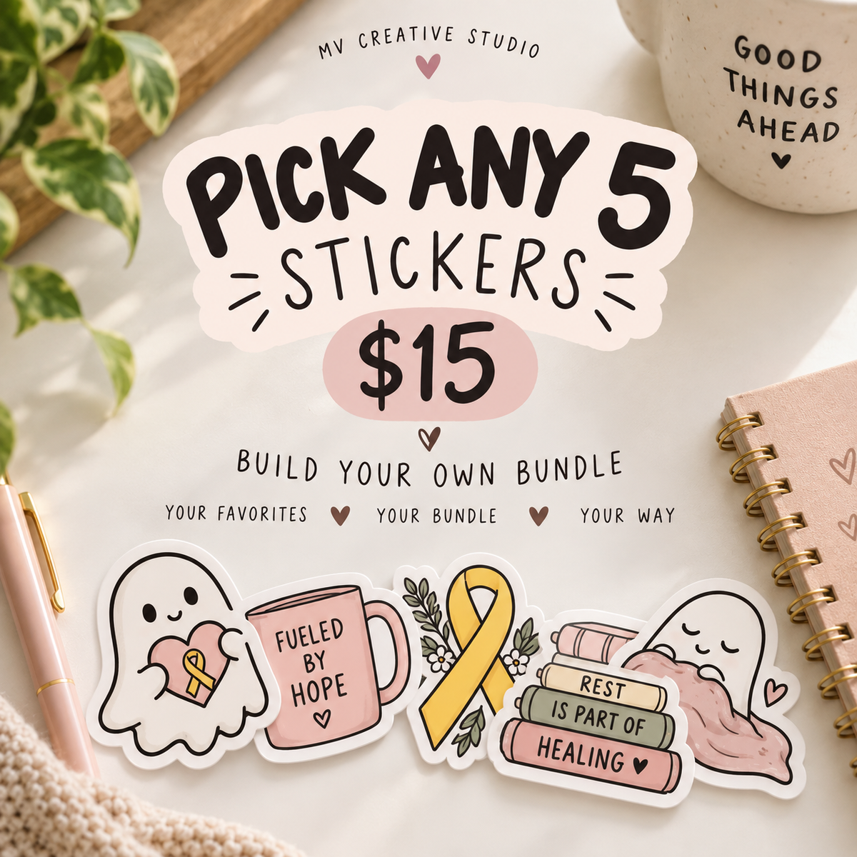 Pick Any 5 Stickers | Build Your Own Sticker Bundle | Chronic Illness Stickers | Custom Sticker Pack