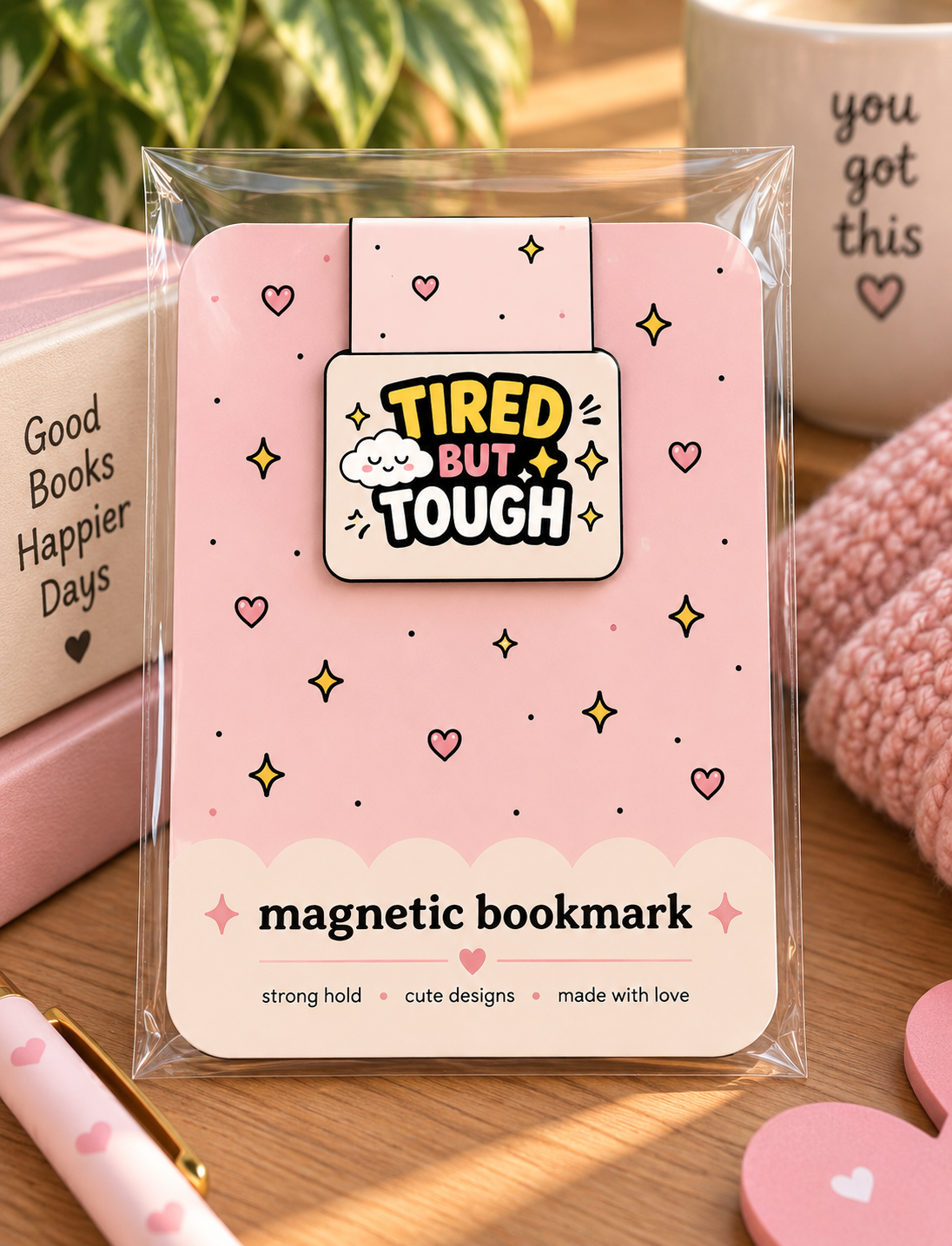Tired But Tough Magnetic Bookmark | Chronic Illness Gift | Cute Book Lover Gift | Spoonie Gift | Self Care Bookmark