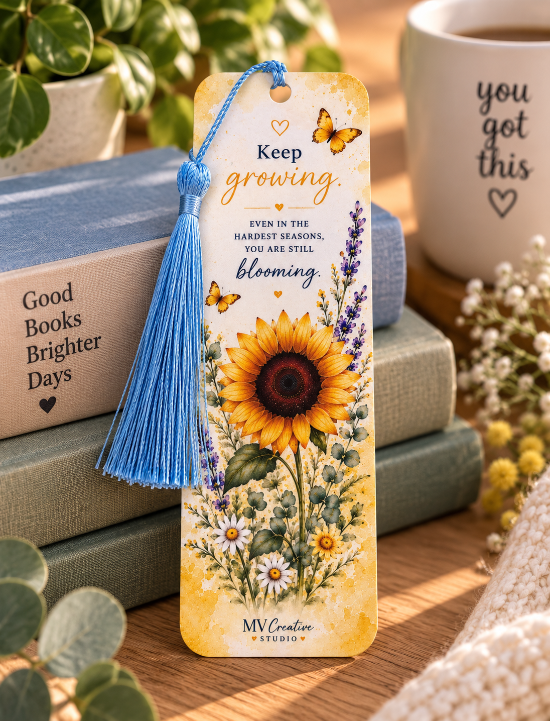 Keep Growing Sunflower Bookmark | Inspirational Reader Gift