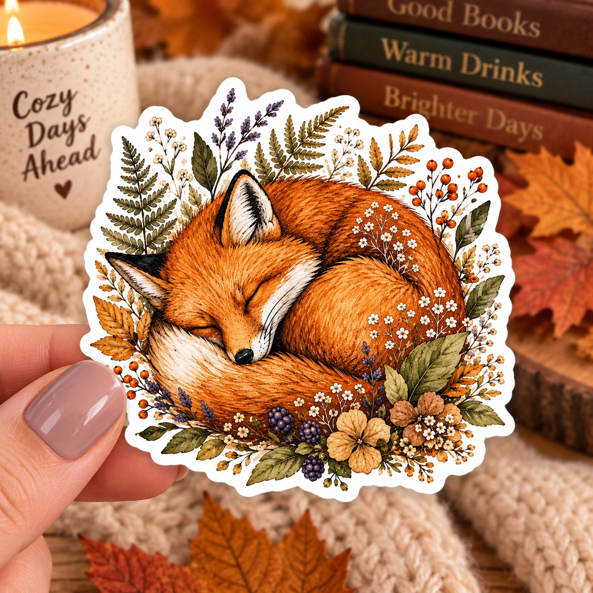 Sleeping Fox Sticker | Woodland Animal Sticker