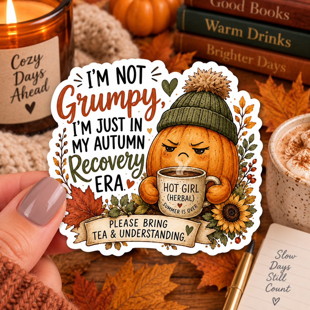 Grumpy Pumpkin Sticker | Autumn Chronic Illness