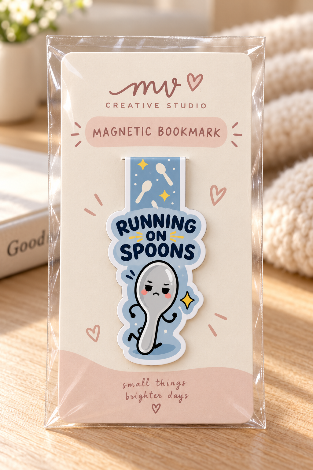 Running on Spoons Magnetic Bookmark | Chronic Illness Spoonie Gift | Cute Bookish Accessory