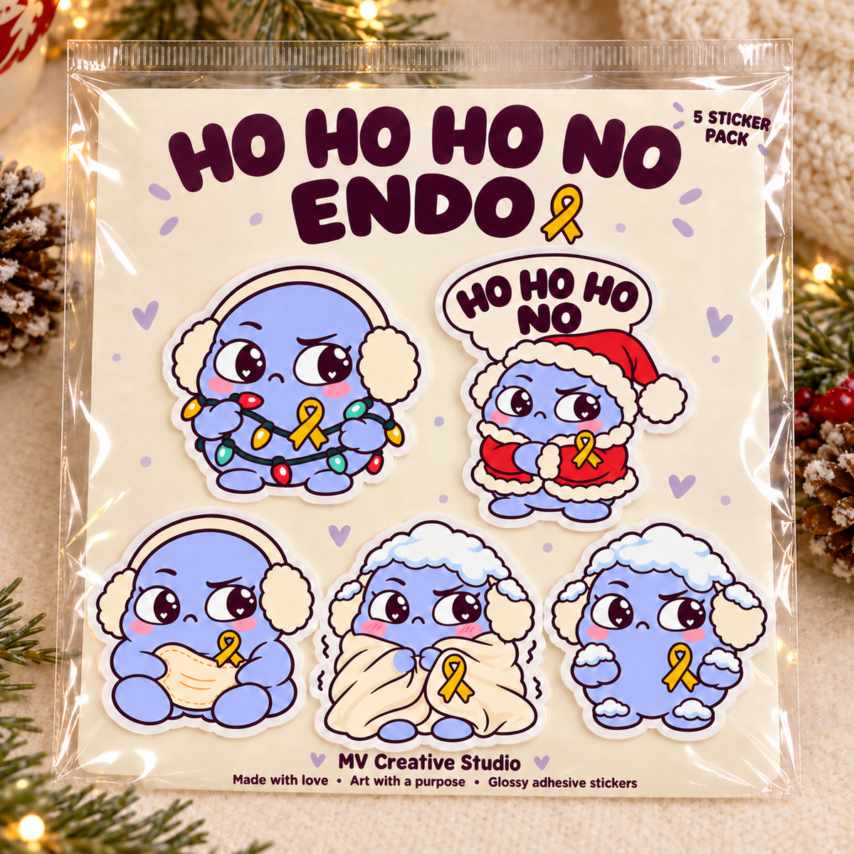 HO HO HO NO ENDO — 5-Sticker Pack