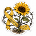 Endometriosis Sticker 1: sunflower rising through barbed wire