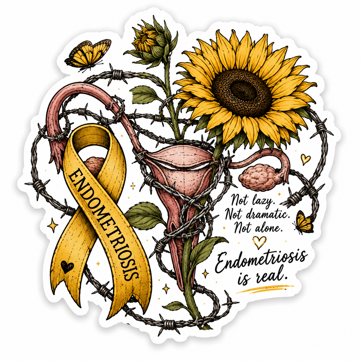 Anatomical Uterus Barbed Wire | Endometriosis Sticker (6)