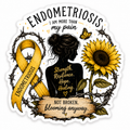 Endometriosis Sticker 3: silhouette of a woman surrounded by a sunflower