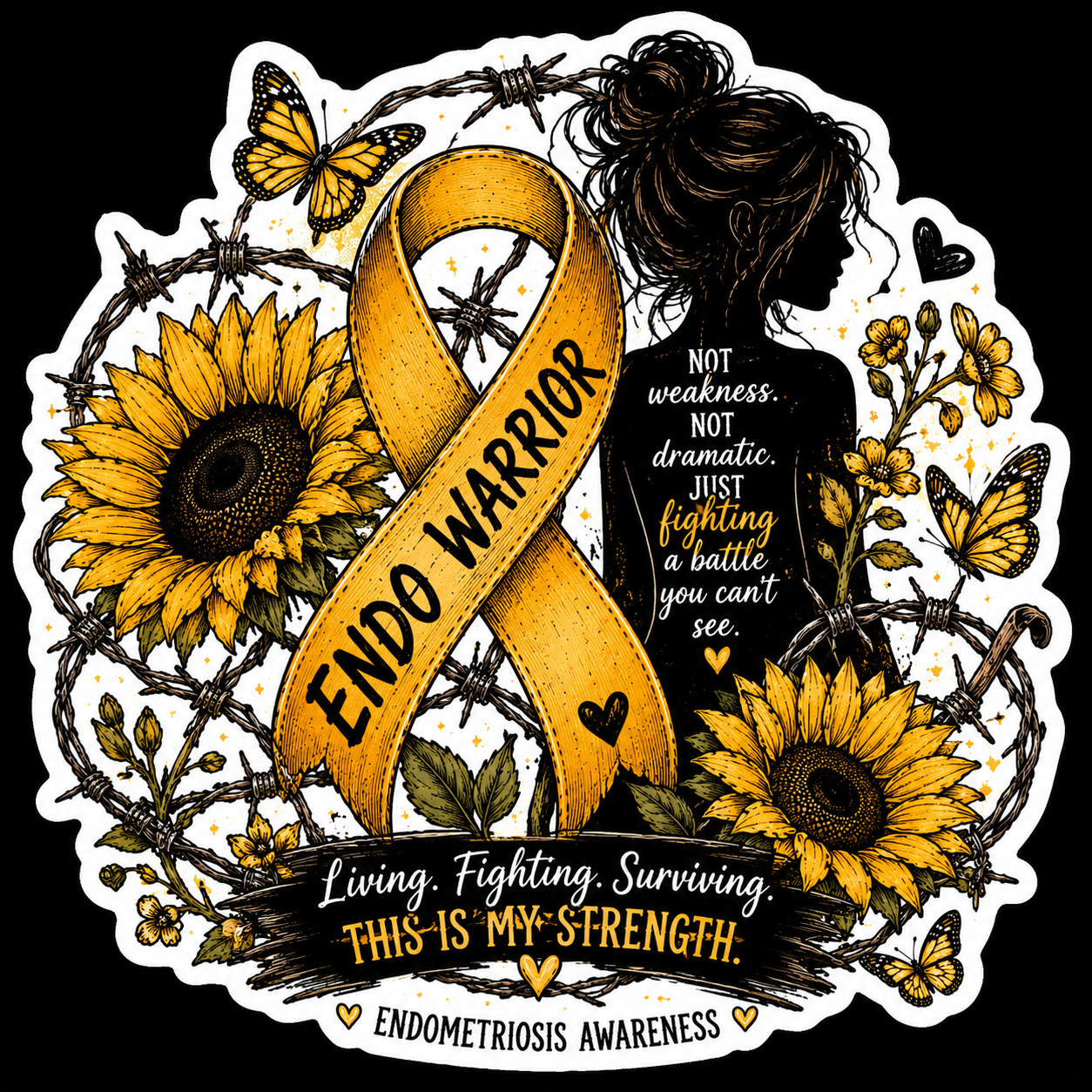 Endometriosis Sticker 5: Woman fighting a battle