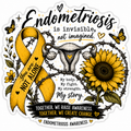 Endometriosis Sticker 7: Anatomical uterus wrapped in barbed wire. Not alone