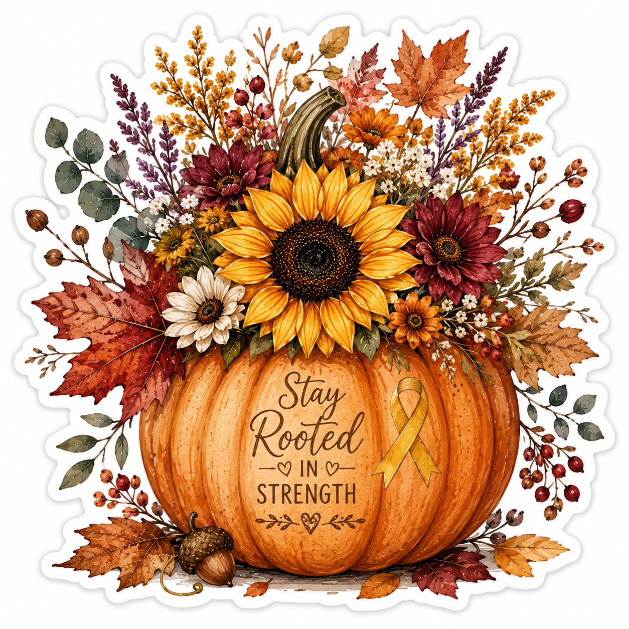 Pumpkin with wildflowers blooming Sticker