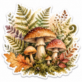 Woodlands Mushrooms and Autumn Ferns Sticker