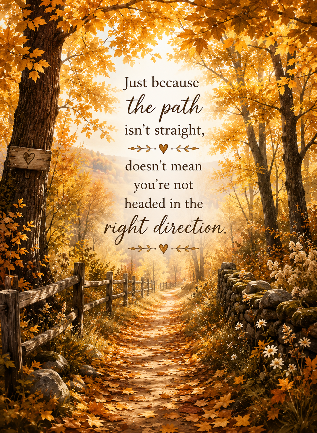 Golden Autumn Path- 5x7 Art Print