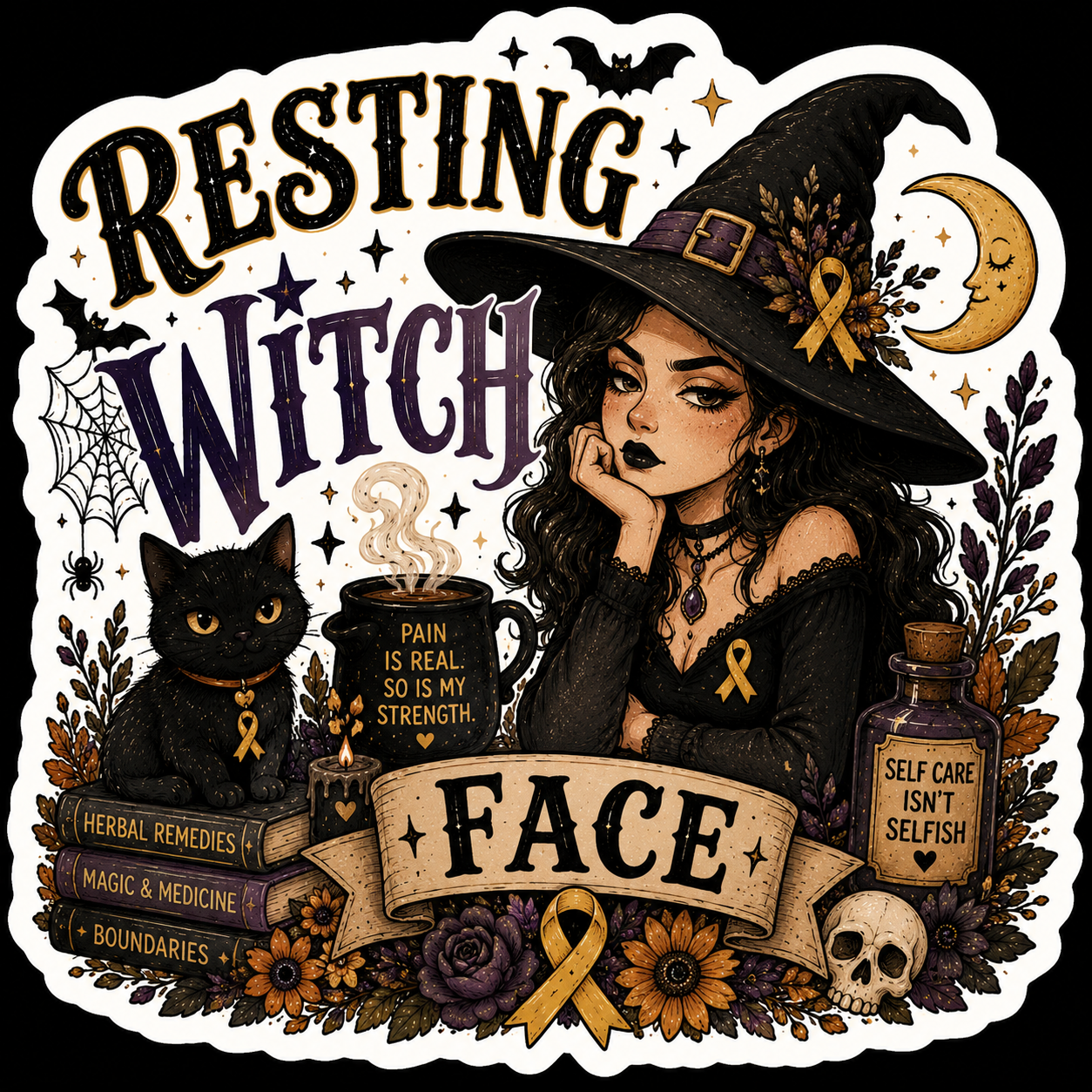 Resting Witch Face Sticker