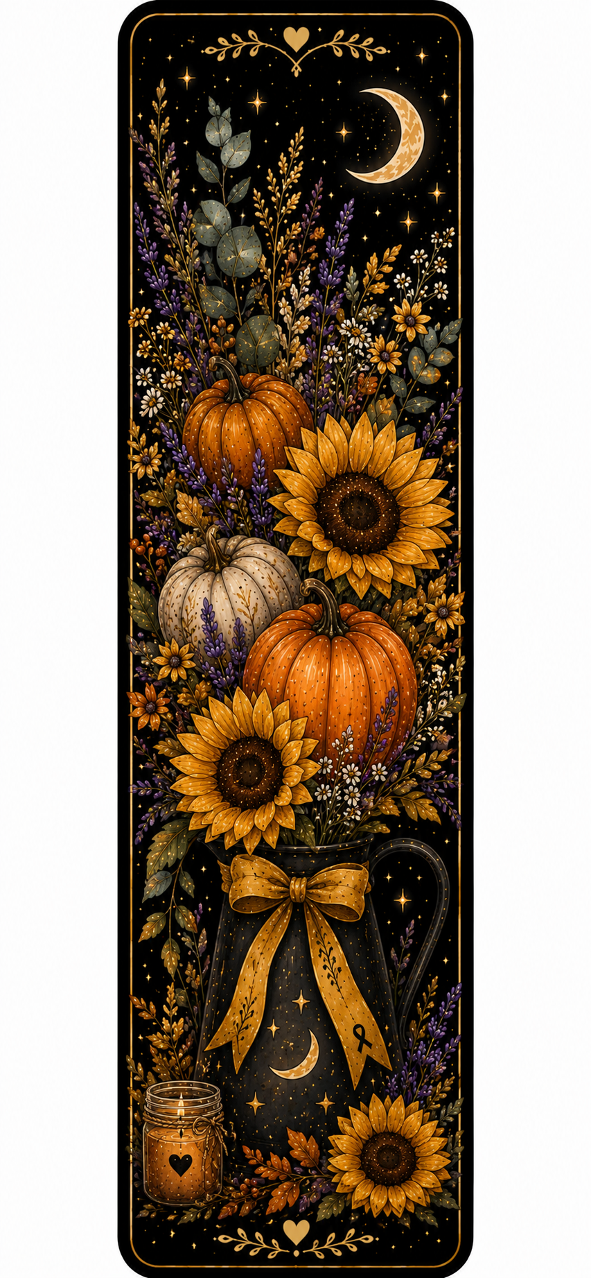 Pumpkin and Sunflower Bookmark