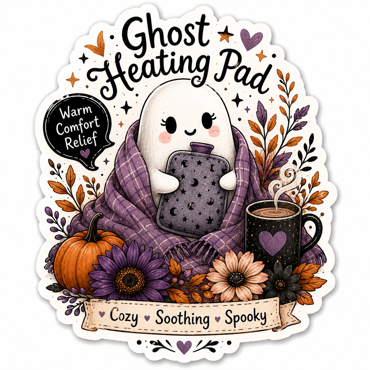 Ghost Heating Pad Sticker