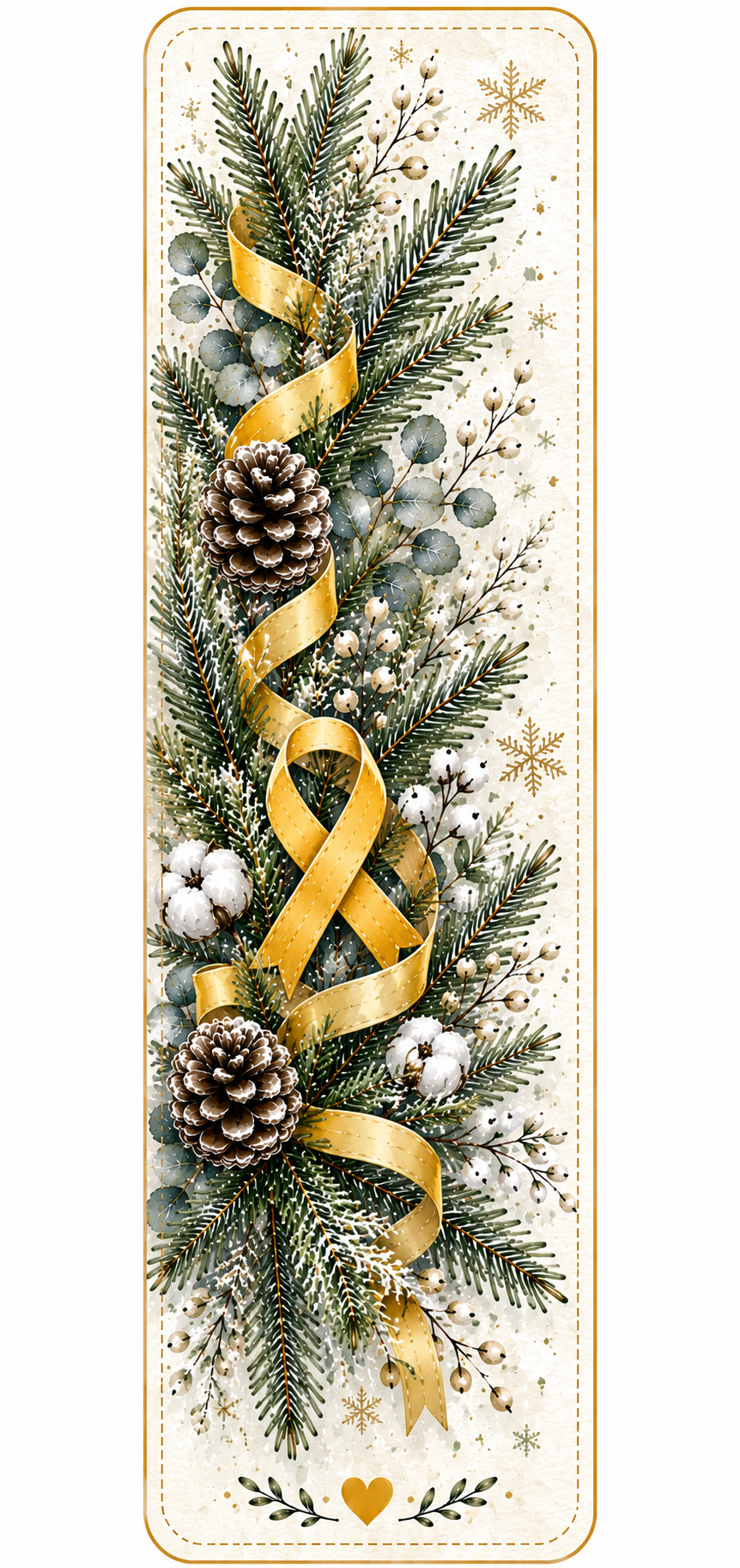 Yellow Ribbon Through Pine Branches Bookmark