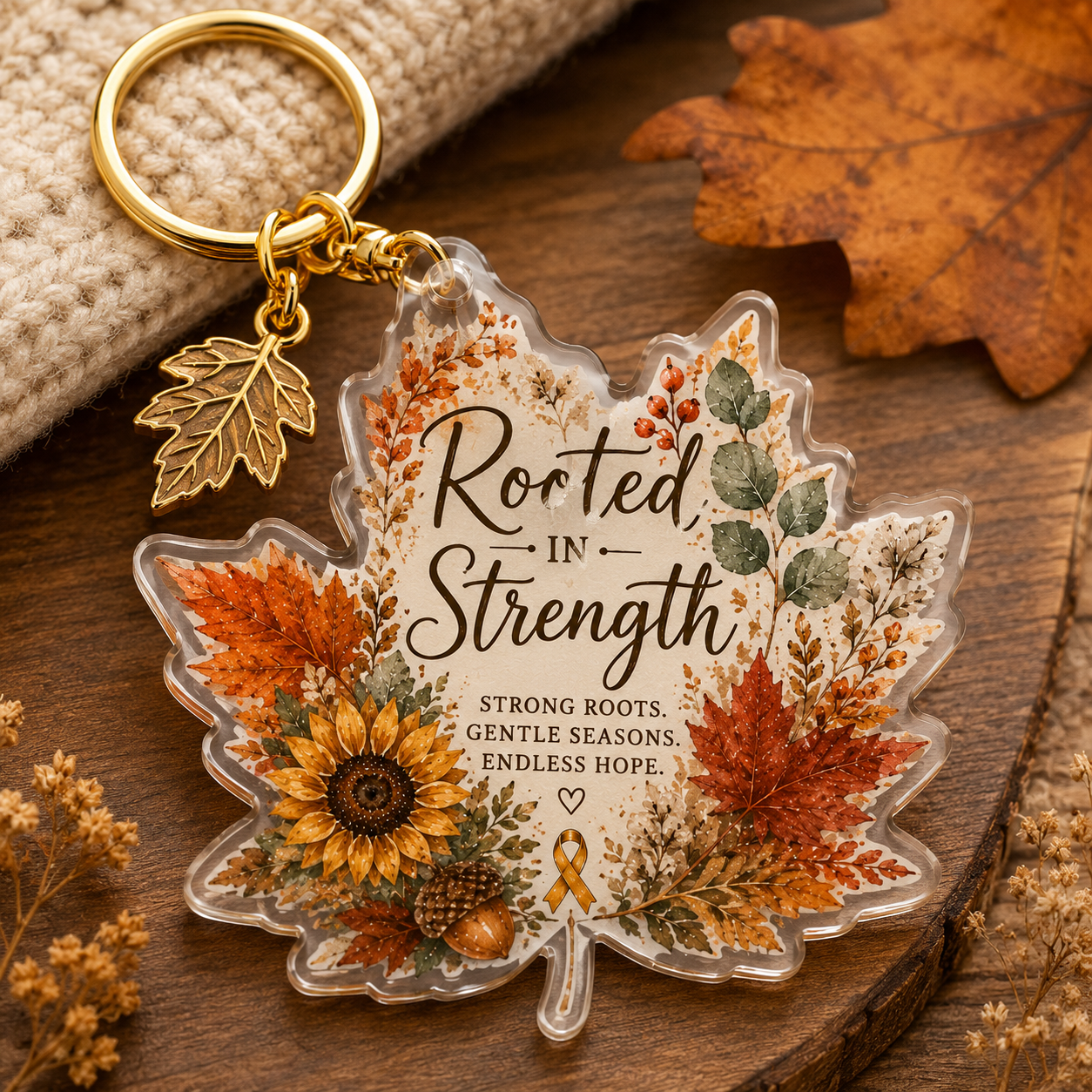 Acrylic Leaf Shaped Keychain